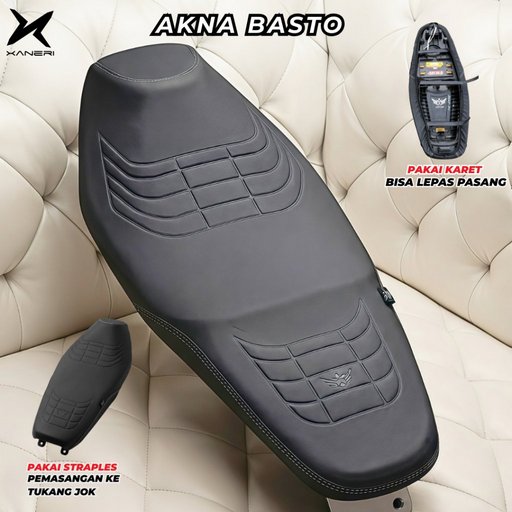 Akna AXL Basto Sarung Jok Motor Hitam Kulit Sintetis, Dapat Lepas Pasang