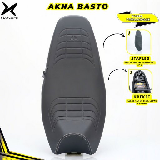 Akna AXL Basto Sarung Jok Motor Hitam Kulit Sintetis, Dapat Lepas Pasang, Pakai Karet Straples